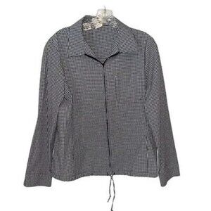 New Man Collection Womens Jacket &amp; Pants Black White Gingham Zip Up Pocket M